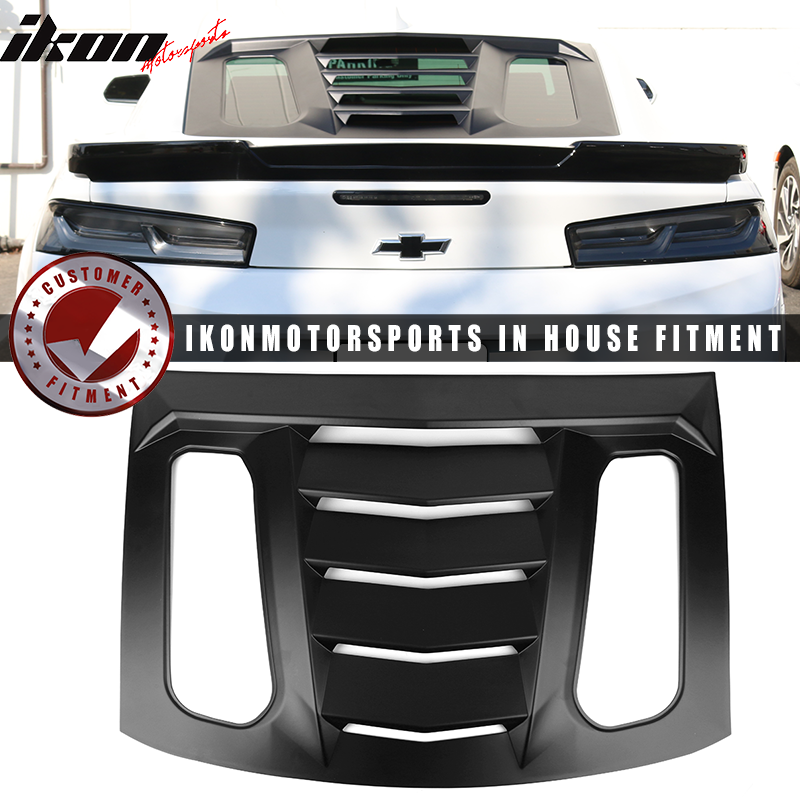 IKON MOTORSPORTS, Window Louver Compatible With 2016-2023 Chevy Camaro, IKON V2 Style,Rear Louver and Side Quarter Scoop Louvers