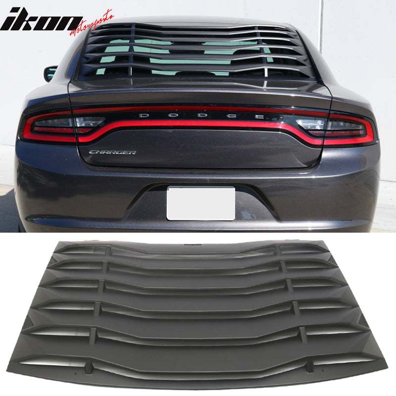 IKON MOTORSPORTS, Window Louver Compatible With 2011-2023 Dodge Charger, V1 Style,Rear Louver and Side Quarter Scoop Louvers