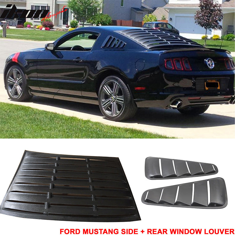 2010-2014 Ford Mustang V6 5 Vents Quarter Rear Side Window Louver PP