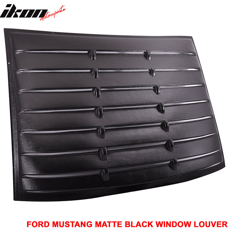 Compatible With 2010-2014 Ford Mustang Rear Window Louver Matte + Trunk Spoiler Gloss Black