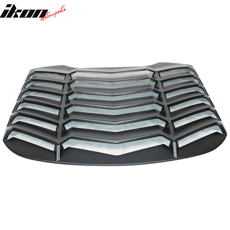 Window Louvers Compatible With 2015-2024 Ford Mustang Coupe, IKON Style Black ABS Rear Window Cover Sun Rain by IKON MOTORSPORTS