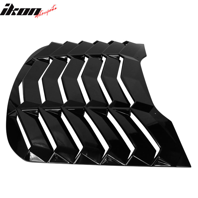 Fits 15-23 Ford Mustang IKON Style Gloss Black Rear Window Louver Sun Shade ABS