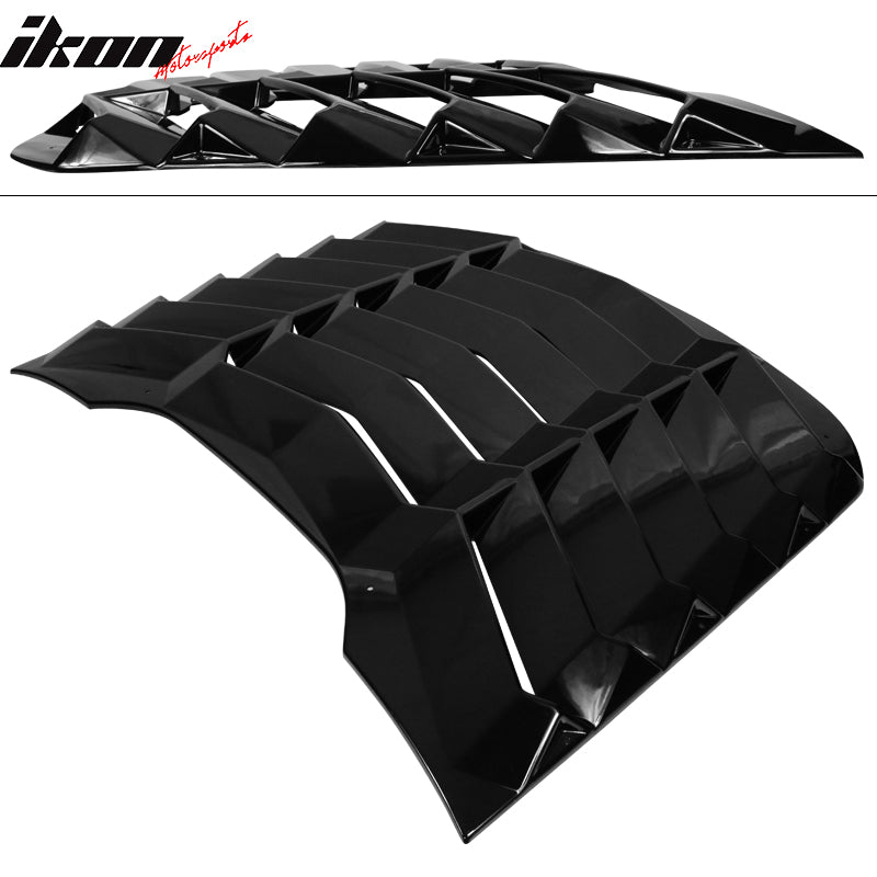 Fits 15-23 Ford Mustang IKON Style Gloss Black Rear Window Louver Sun Shade ABS