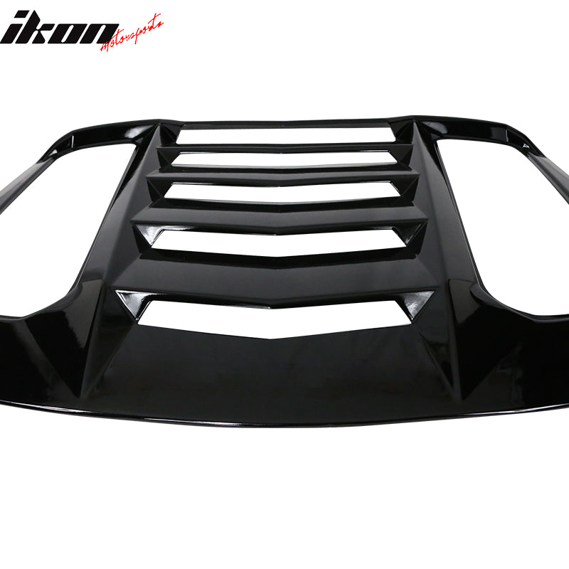 Window Louvers Compatible With 2015-2022 Ford Mustang, IKON V2 Style ABS Plastic Rear Window Louver Visors Guards By IKON MOTORSPORTS