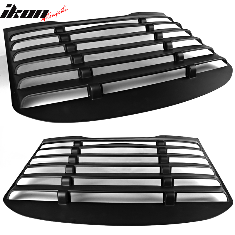 Window Louver Compatible With 2015-2023 Ford Mustang, Vintage Style Matte Black ABS Rear Window Cover Sun Shade By IKON MOTORSPORTS