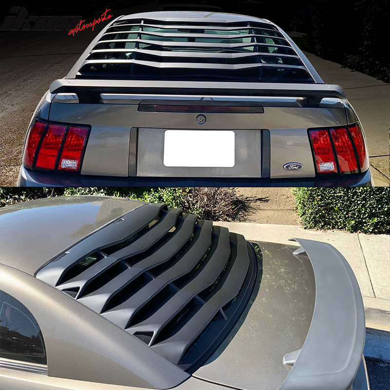 Rear Window Louver For Ford Mustang 1994-2004 - Matte Black ABS Lambo-Style Cover, Easy Install
