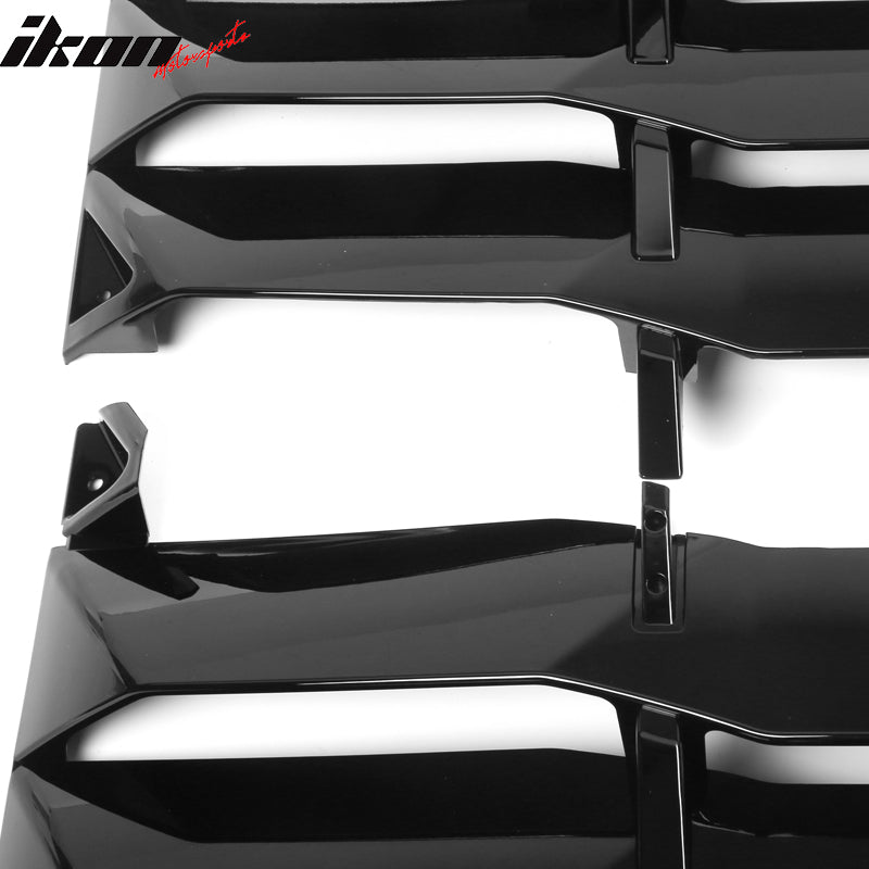 IKON MOTORSPORTS Rear Window Louver Compatible With 2011-2023 Dodge Charger, IKON Style ABS Rear Vent Cover Windshield 2PCS, 2012 2013 2014 2015 2016
