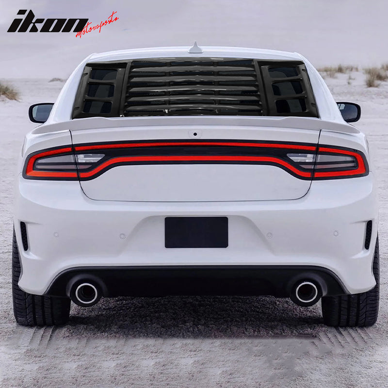 IKON MOTORSPORTS, Rear Window Louver Compatible With 2011-2023 Dodge Charger, IKON Style Rear Vent Cover Windshield 3PCS, 2012 2013 2014 2015 2016 2017