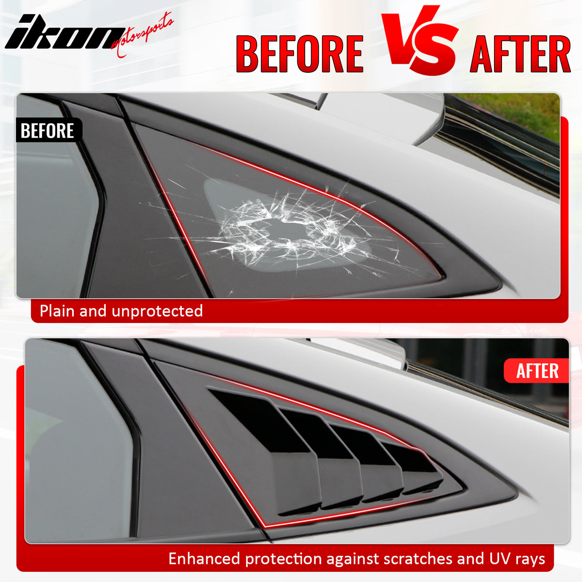 Fits 22-26 Subaru WRX IKON Style 2PCS Side Window Louver Vent Cover Unpainted PC