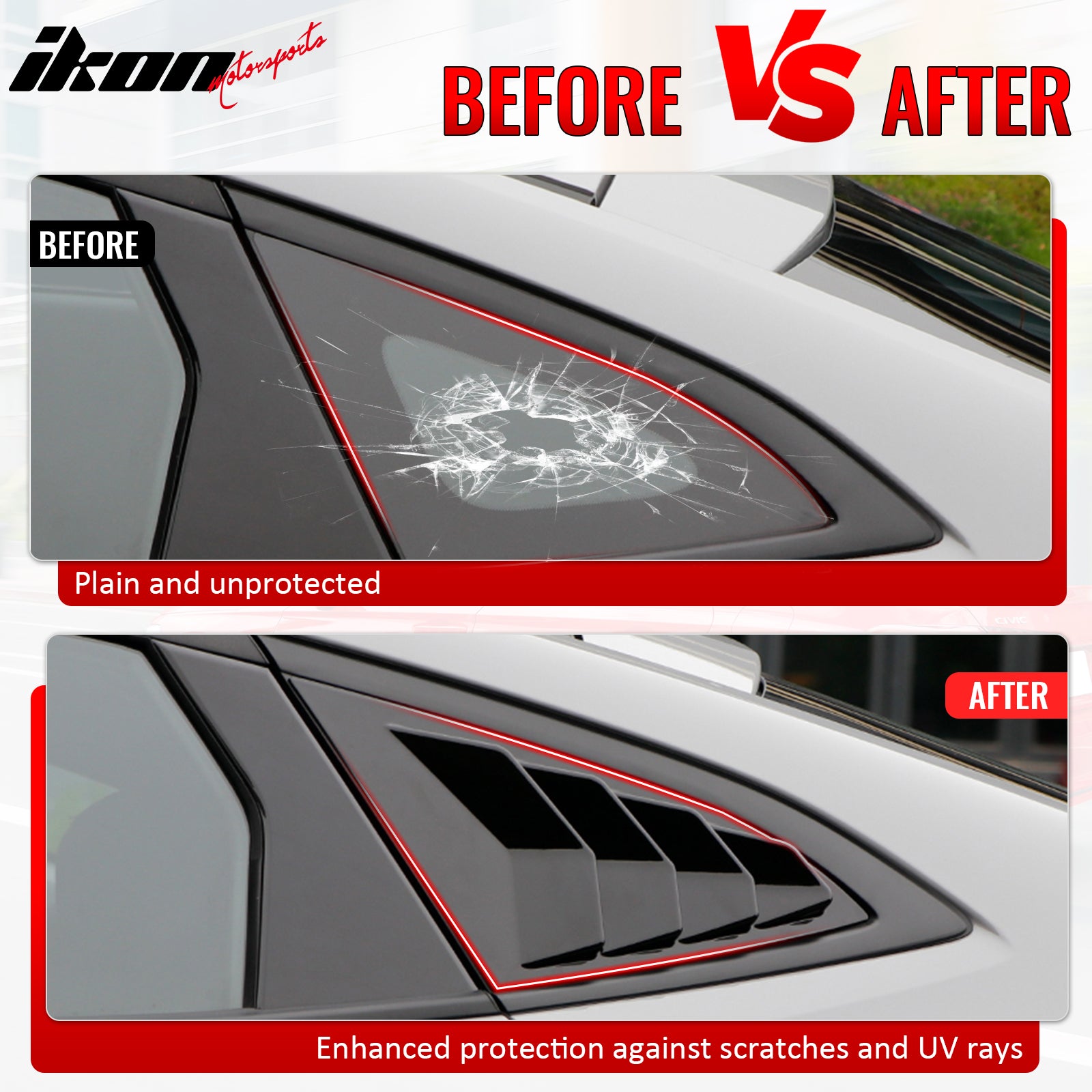 Fits 22-26 Subaru WRX IKON Style 2PCS Side Window Louver Vent Cover Unpainted PC
