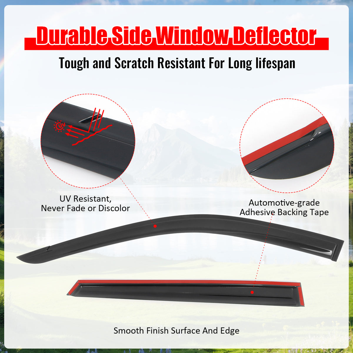 Fits 24-26 Chevy Trax 4PCS Mugen Style Window Visor Rain Deflector Smoke Acrylic