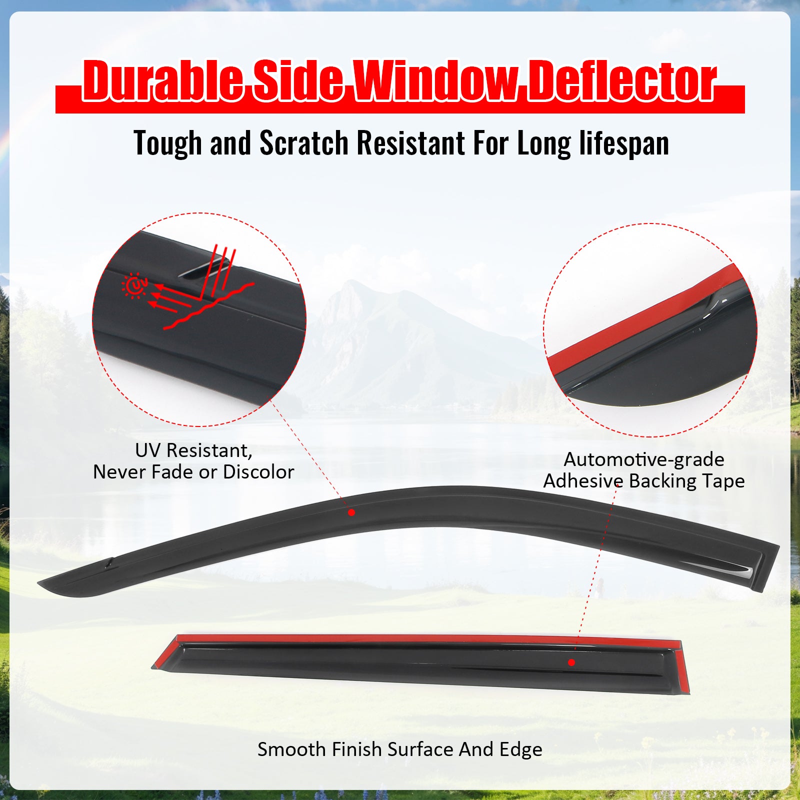 Fits 24-26 Chevy Trax 4PCS Mugen Style Window Visor Rain Deflector Smoke Acrylic