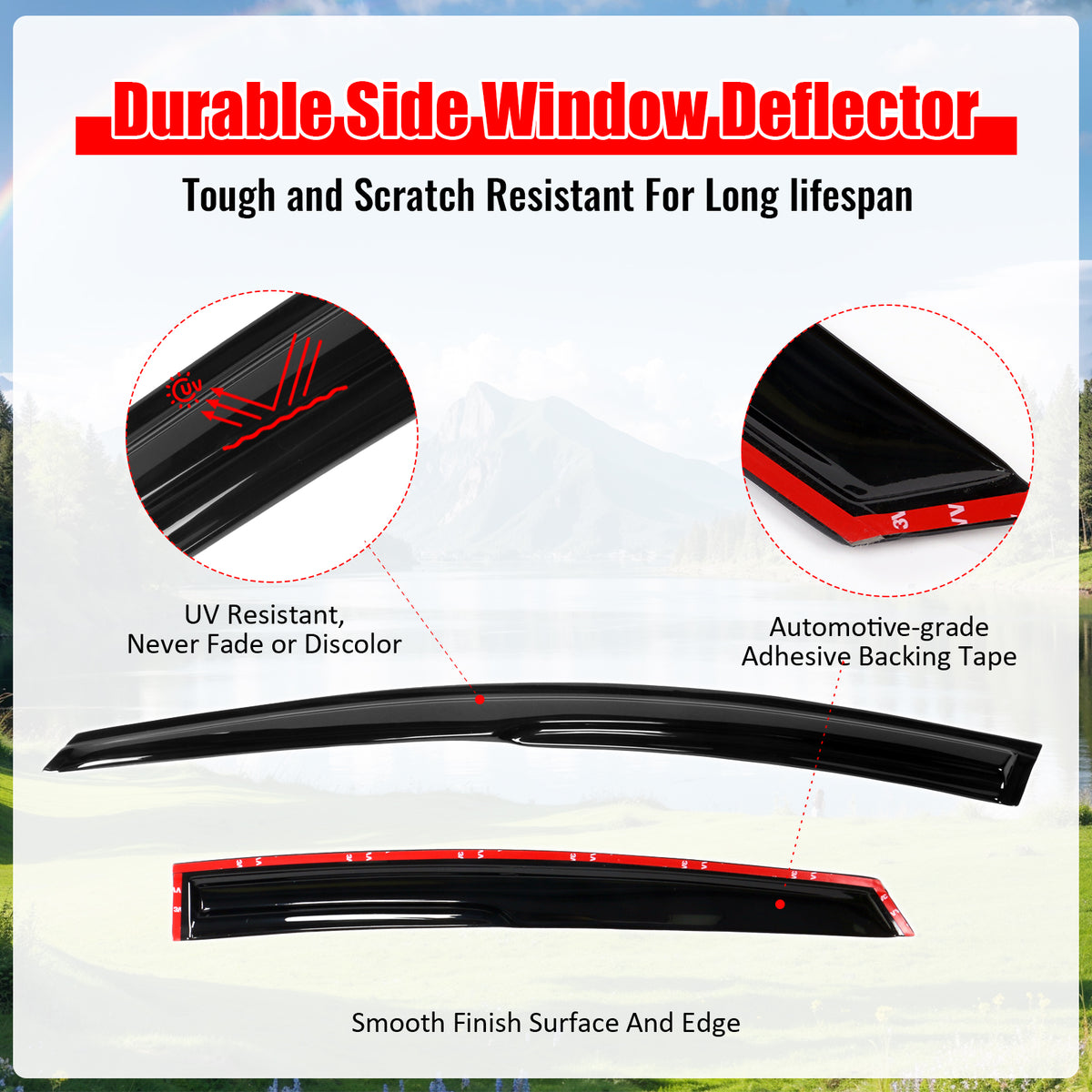 Fits 12-18 Ford Focus Mugen Style Window Visors Acrylic Sun Rain Guard Deflector