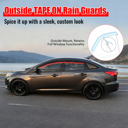 Fits 12-18 Ford Focus Mugen Style Window Visors Acrylic Sun Rain Guard Deflector