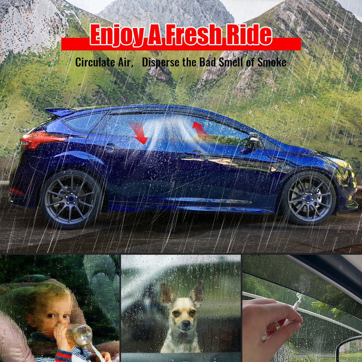 Fits 12-18 Ford Focus Mugen Style Window Visors Acrylic Sun Rain Guard Deflector