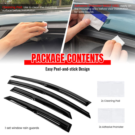Fits 12-18 Ford Focus Mugen Style Window Visors Acrylic Sun Rain Guard Deflector
