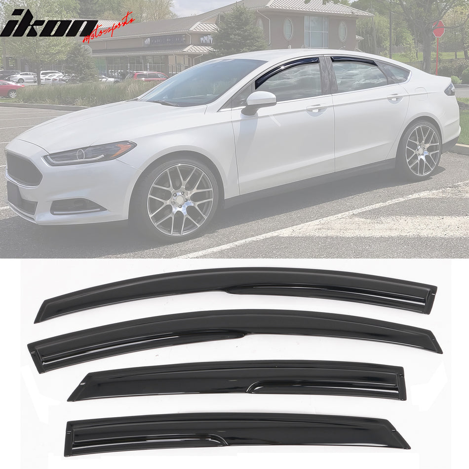 2013-2018 Ford Fusion Mugen Style Smoke Tinted Window Visors Acrylic