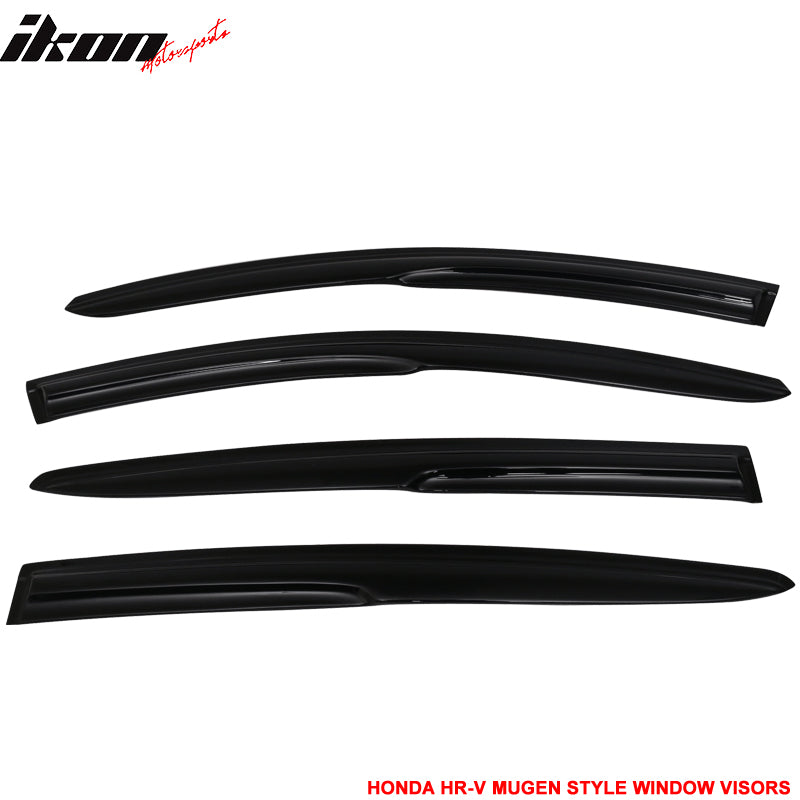Fits 16-22 Honda HR-V Mugen Style Window Visor Acrylic 4PC Sun Rain Guard Shield