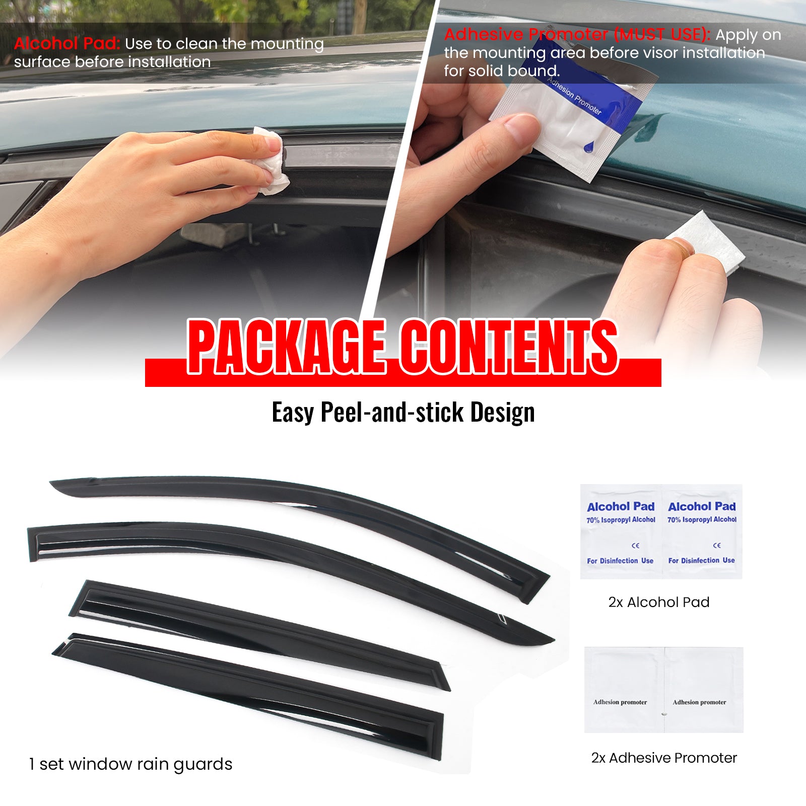 Fits 24-25 Hyundai Kona& Kona EV Mugen Style Acrylic Window Visors Rain Guards