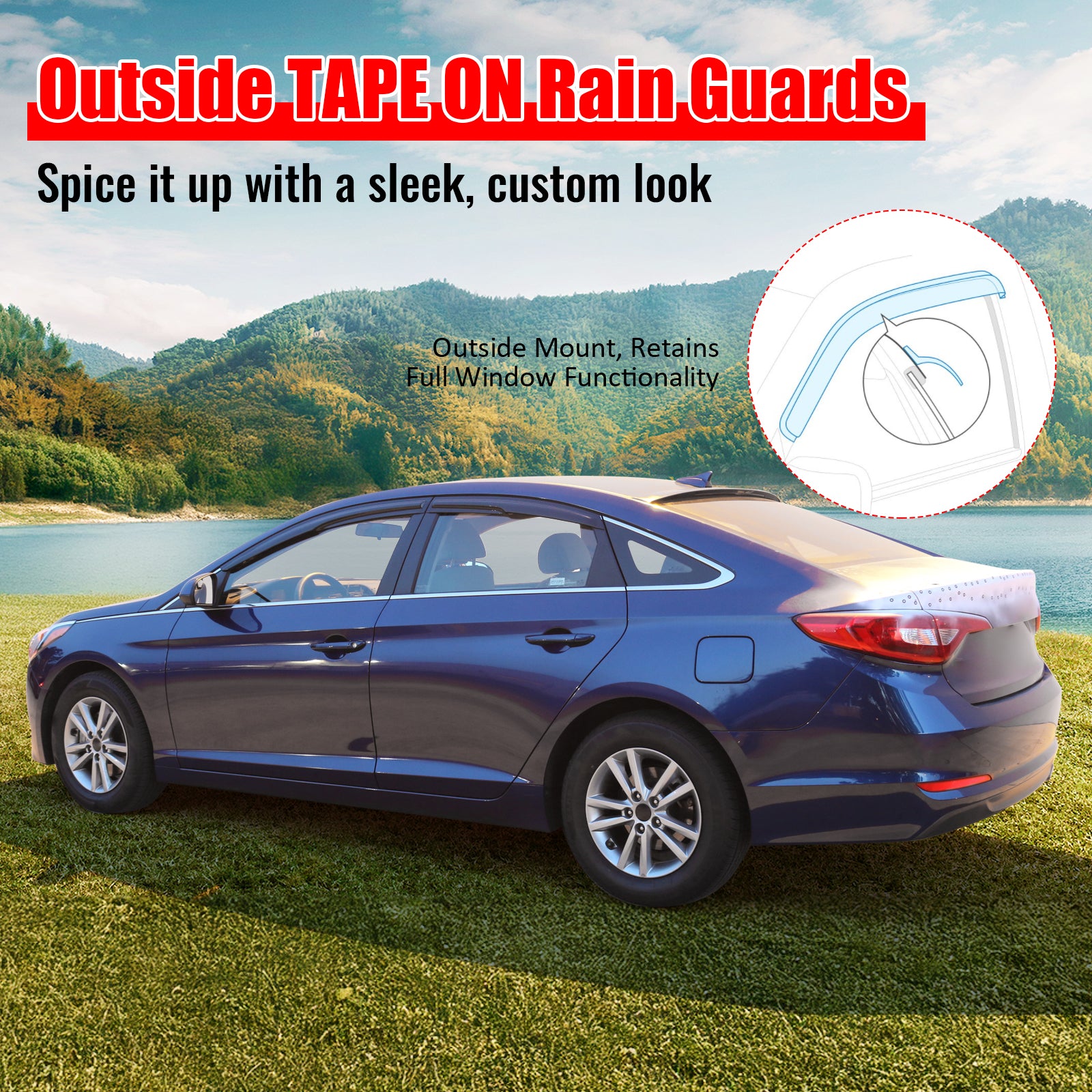 Fits 15-19 Hyundai Sonata Mugen Style Acrylic Window Visors Sun Rain Guard 4PC