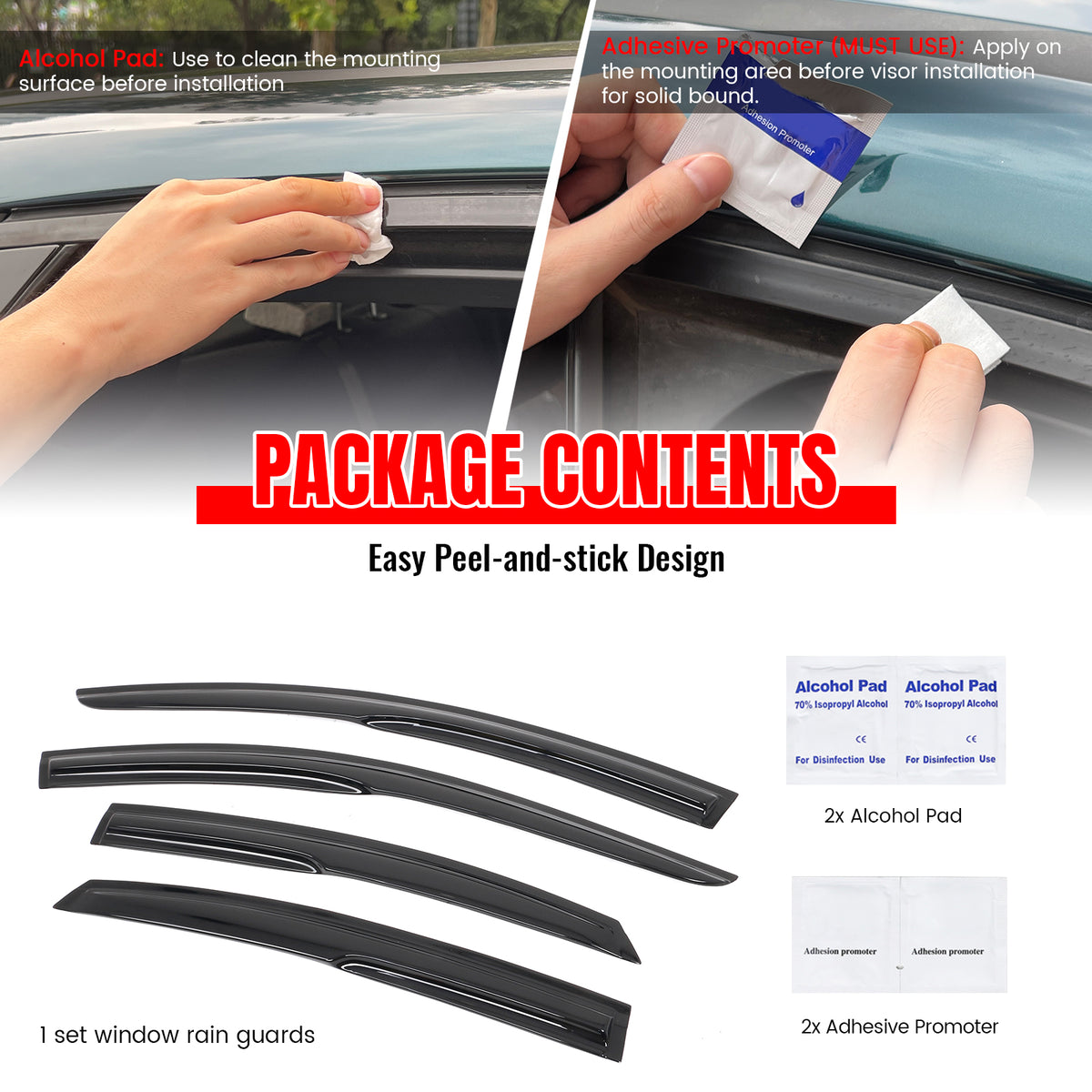 Fits 15-19 Hyundai Sonata Mugen Style Acrylic Window Visors Sun Rain Guard 4PC