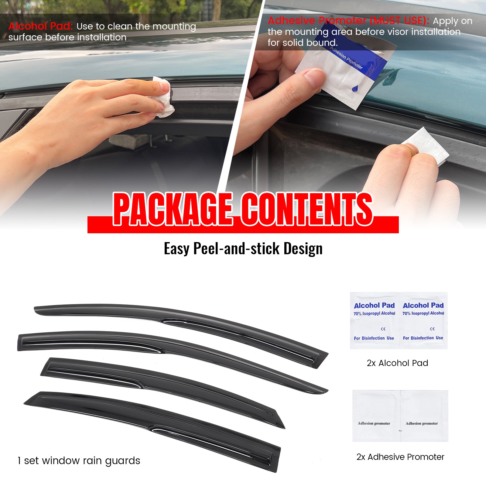 Fits 15-19 Hyundai Sonata Mugen Style Acrylic Window Visors Sun Rain Guard 4PC
