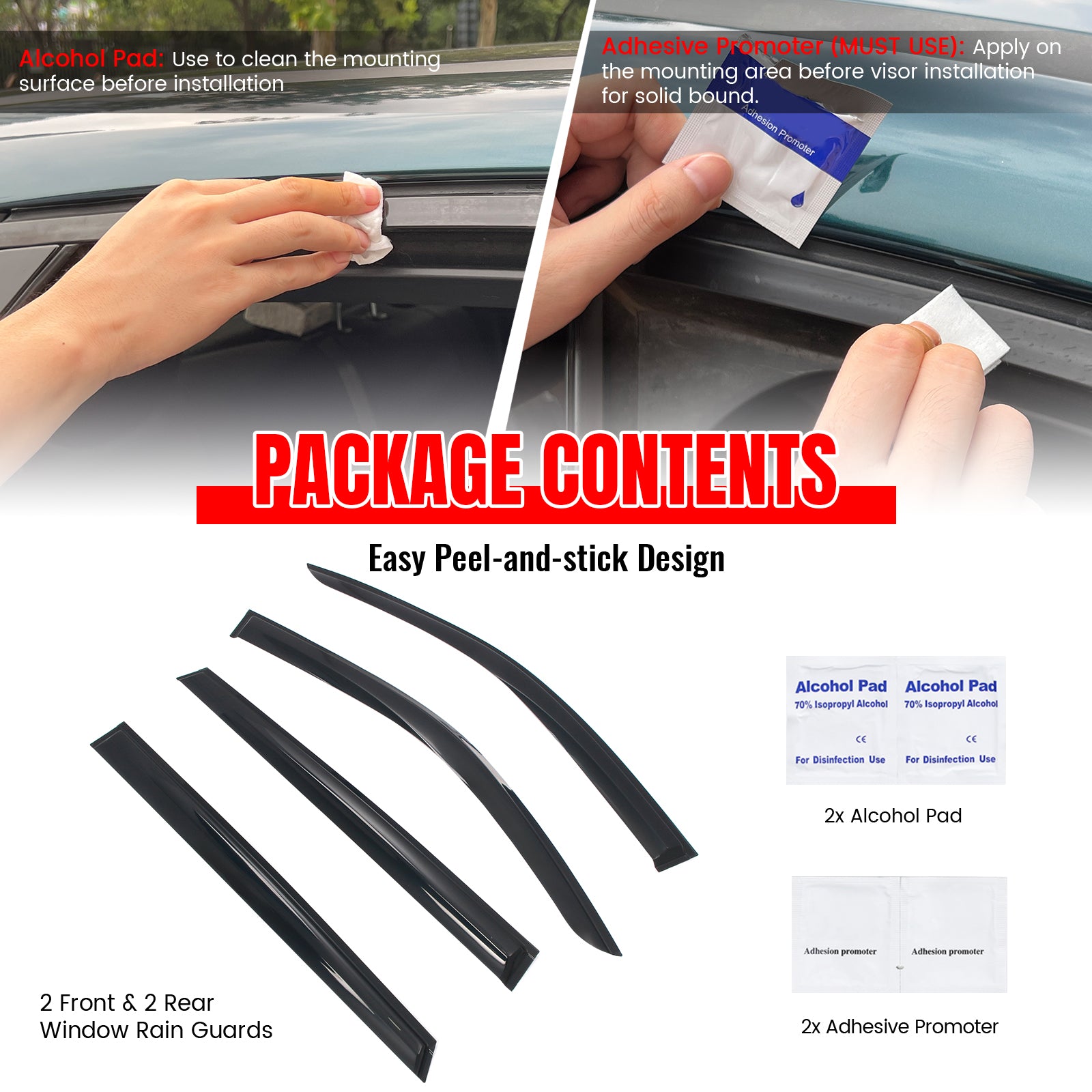 Fits 21-25 Kia Sorento Mugen Style Window Visors Deflector Smoke Acrylic 4PCS