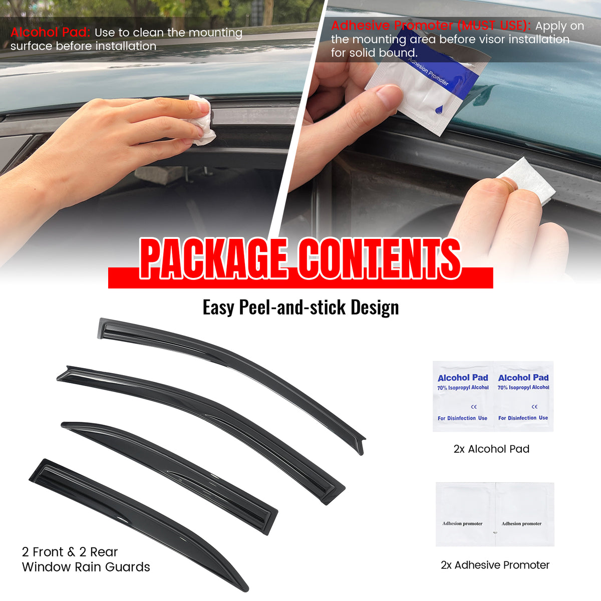 Fit 03-08 Toyota Corolla Sedan 4DR Mugen Acrylic Window Visor Sun Rain Deflector