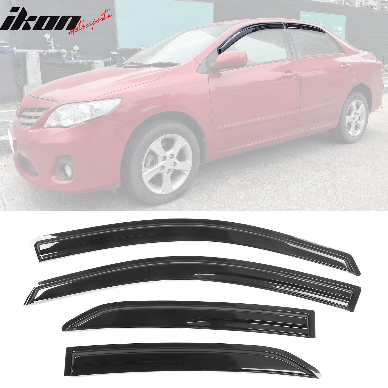 Fits 09-13 Toyota Corolla Mugen Style Acrylic Window Visors 4Pc