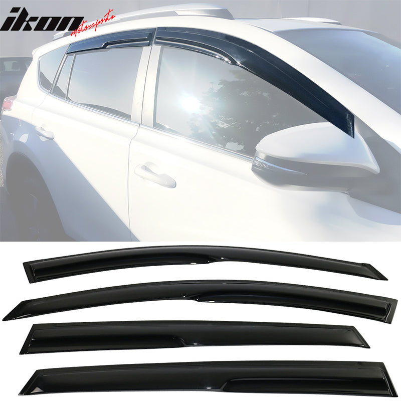 IKON MOTORSPORTS, Window Visor Compatible With 2013-2018 Toyota RAV4 Vent Sun Shade Rain Guards Side Window Deflectors