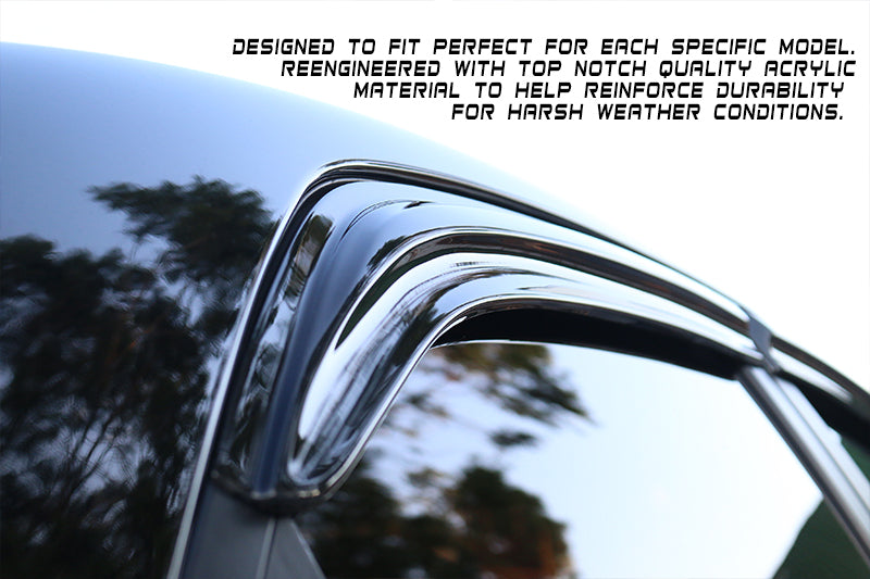 Fits 13-17 Honda Accord Chrome Trim Window Visors Sun Rain Deflector Guard Vent
