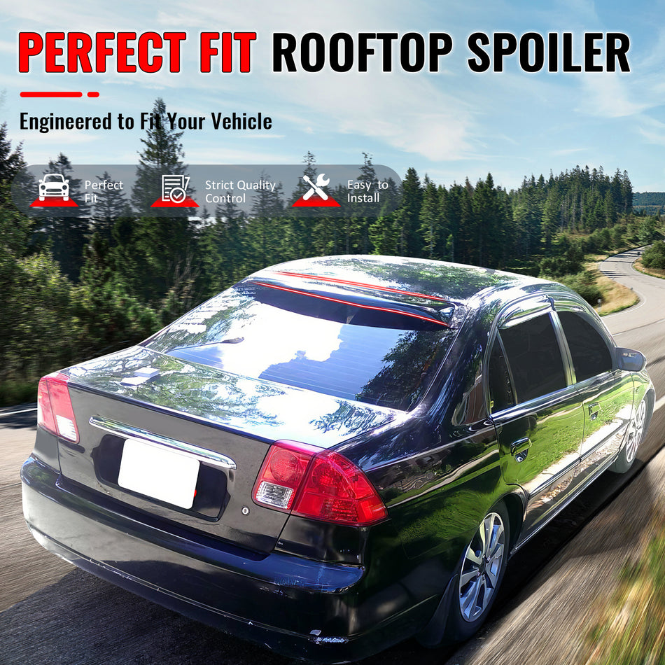 IKON MOTORSPORTS, Rear Roof Window Spoiler Compatible With 2001-2005 HONDA CIVIC 4DR, Factory Style Acrylic Wind Deflector Rain Guard Sunshades, 2002 2003 2004