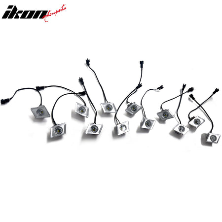 IKON MOTORSPORTS Decorative LED Lights, Compatible with Universal, Silver Automotive Car Front Bumper LED Lighting Kit, 12PCS