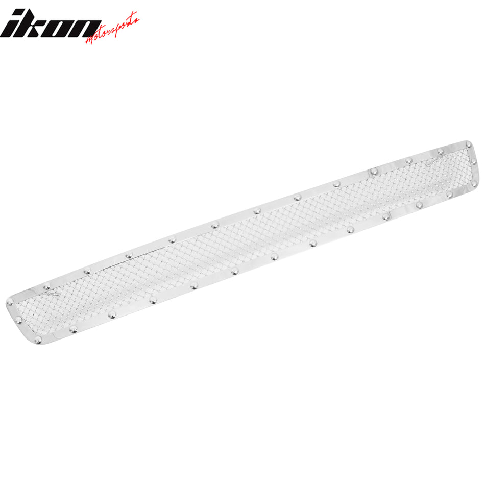 IKON MOTORSPORTS Front Lower Grille, Compatible with 2004-2005 Ford F-150, Mesh Style Chrome Stainless Steel Replacement Front Bumper Grill, 1PC