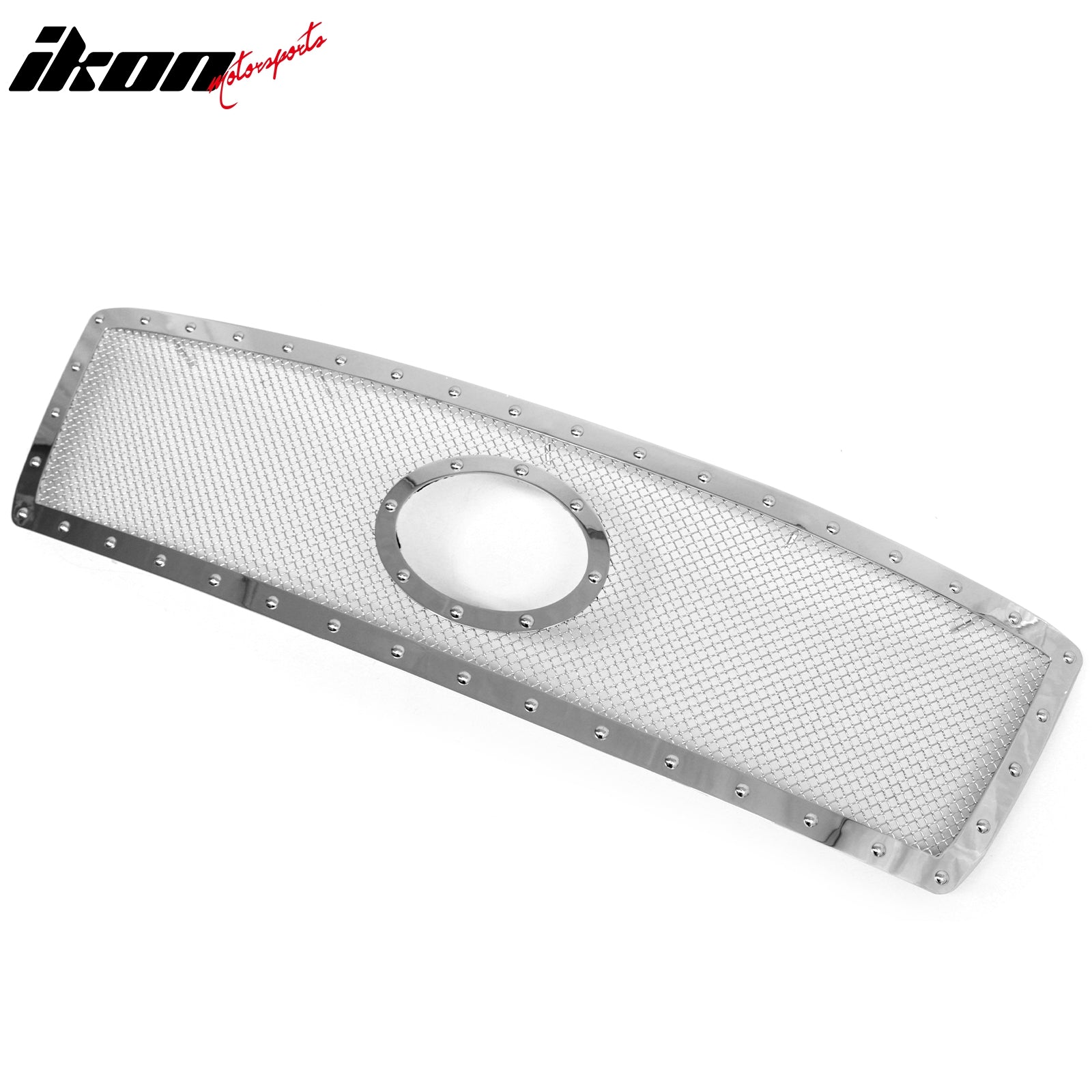 IKON MOTORSPORTS Front Upper Grille, Compatible with 2010-2013 Toyota Tundra, Chrome with Chrome Bolts Stainless Steel Mesh Style Replacement Front Bumper Hood Grill, 1Piece