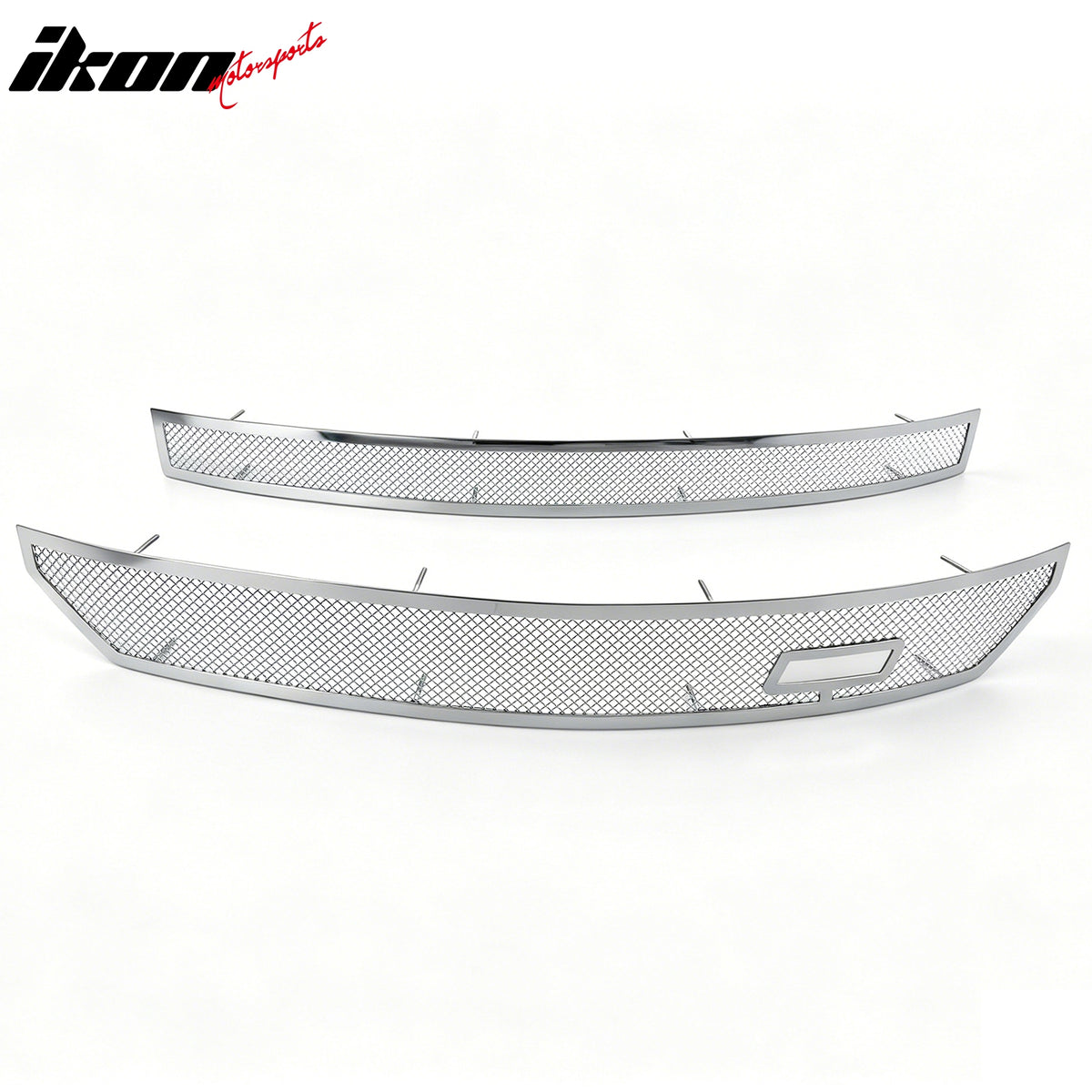 IKON MOTORSPORTS Front Upper Lower Grilles, Compatible with 2016-2018 Chevrolet Silverado Z71, Chrome Stainless Steel Replacement Front Bumper Hood Grill 2PCS