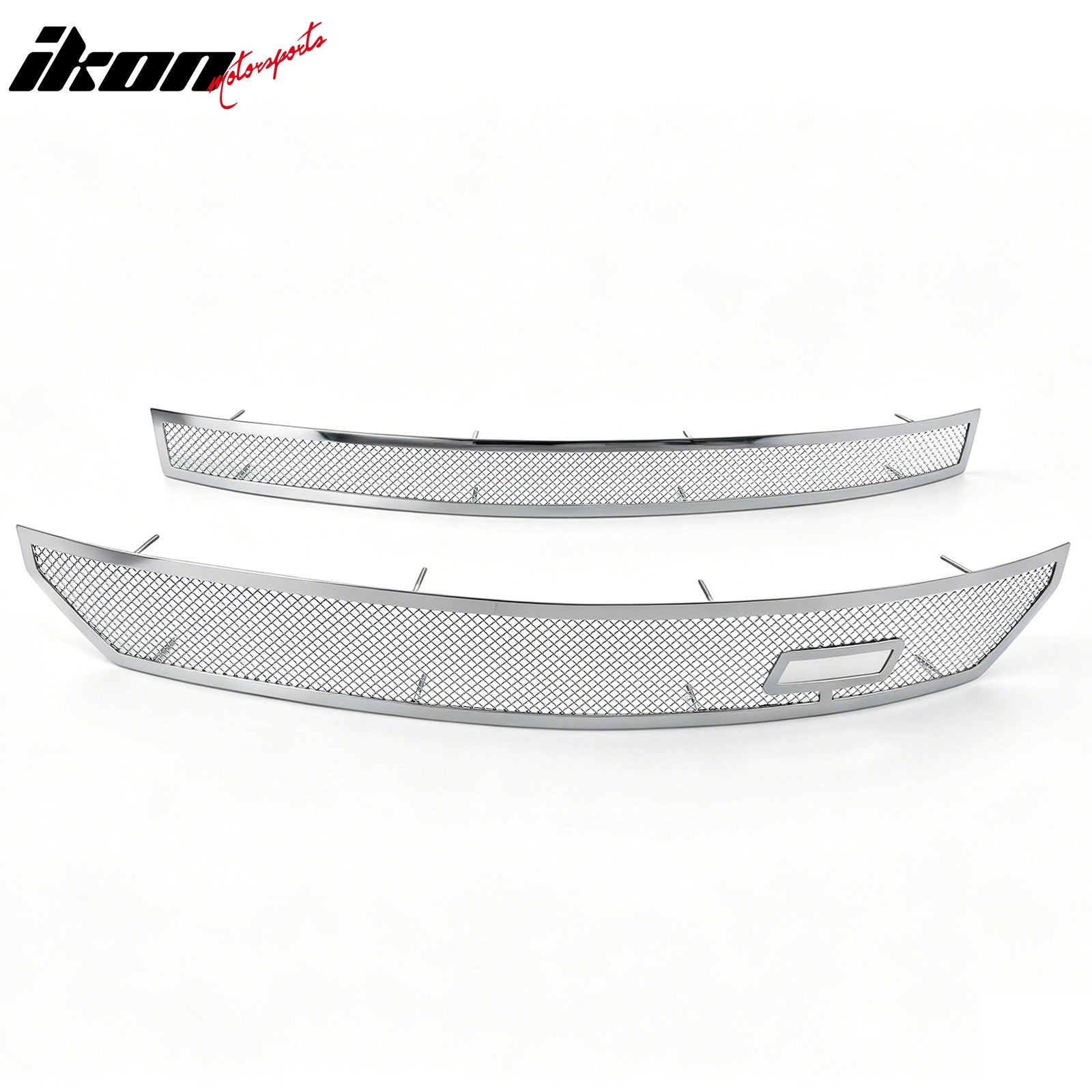 IKON MOTORSPORTS Front Upper Lower Grilles, Compatible with 2016-2018 Chevrolet Silverado Z71, Chrome Stainless Steel Replacement Front Bumper Hood Grill 2PCS