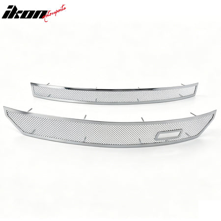 IKON MOTORSPORTS Front Upper Lower Grilles, Compatible with 2016-2018 Chevrolet Silverado Z71, Chrome Stainless Steel Replacement Front Bumper Hood Grill 2PCS