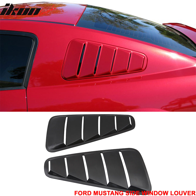 Fits 05-09 Ford Mustang Rear + Side 5 Vents Window Louver Quarter Unpainted ABS