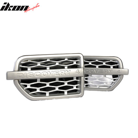 Fits 10-12 Lr4 Discovery 4 Chrome Gray Silver Front Mesh Side Vent Grille