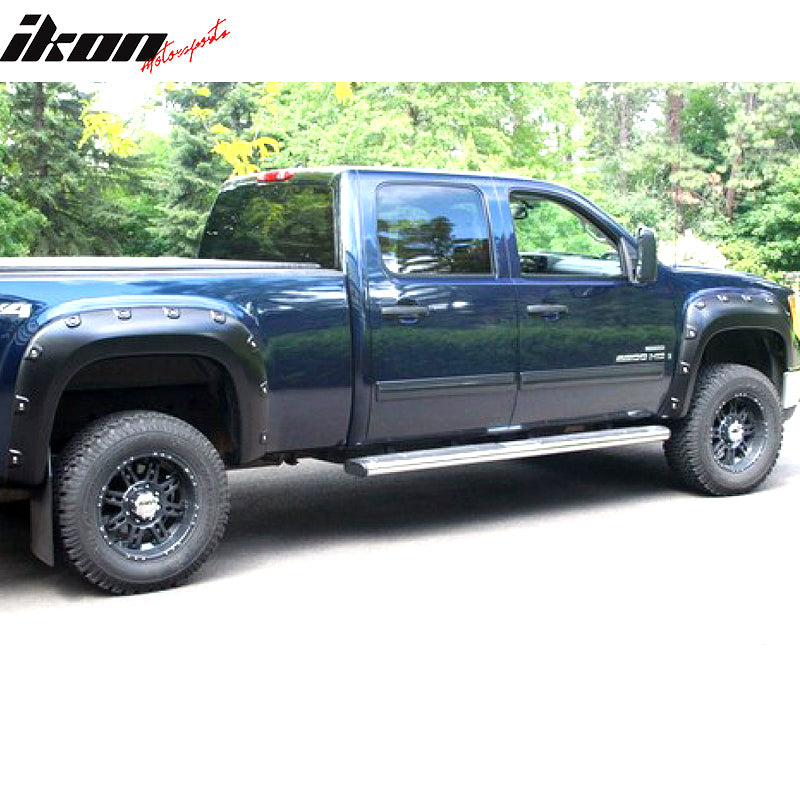 Compatible With 07-13 Sierra Denali 5.8 FT Short Bed 69.3 Boss Pocket Rivet Fender Flares Sanded