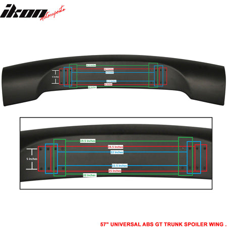 Universal 57 Inch JDM GT Style Racing Rear Trunk Spoiler Wing Adjustable ABS
