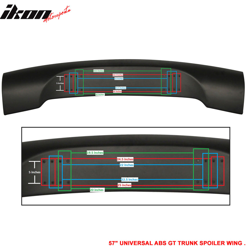 Universal 57" ABS GT Style JDM Adjustable Unpainted Rear Trunk Spoiler Wing