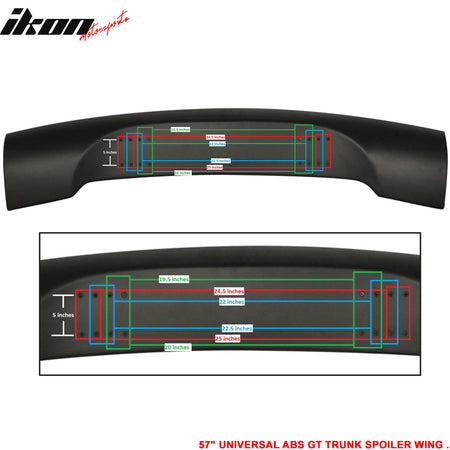 Universal 57 Inch Adjustable JDM Rear Trunk Spoiler Wing Unpainted GT Style ABS