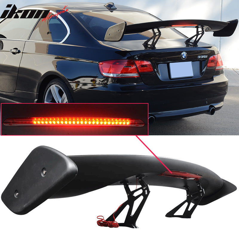 Universal 57in GT Trunk Spoiler & LED Brake Light Black ABS