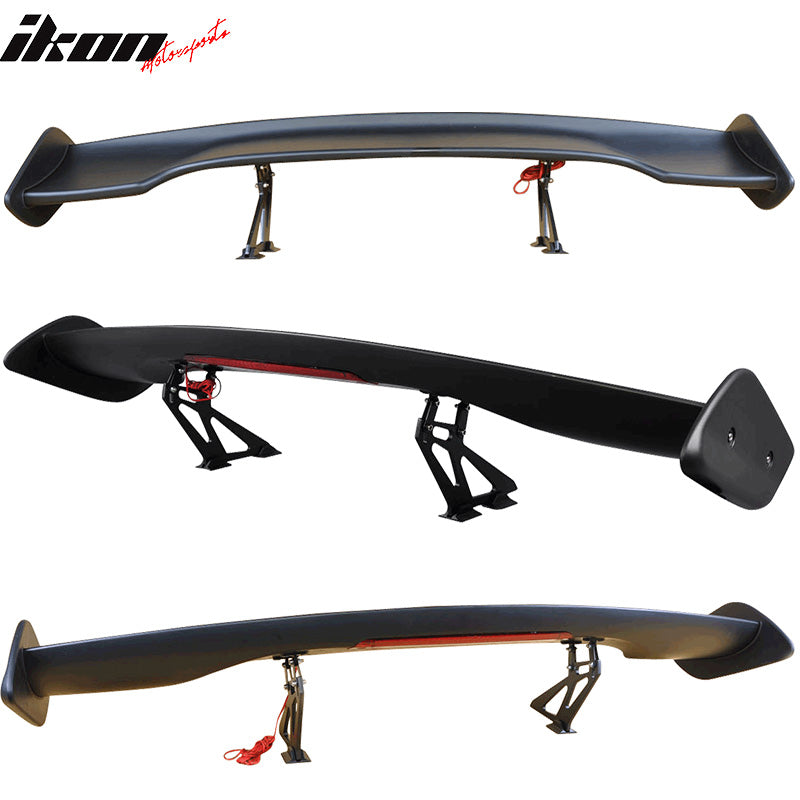 Universal Adjustable 57 Inch GT Trunk Spoiler Wing LED Brake Light Unpainted ABS