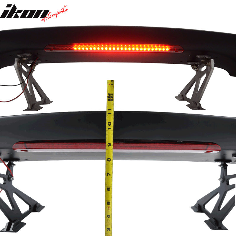 Universal Adjustable 57 Inch GT Trunk Spoiler Wing LED Brake Light Unpainted ABS