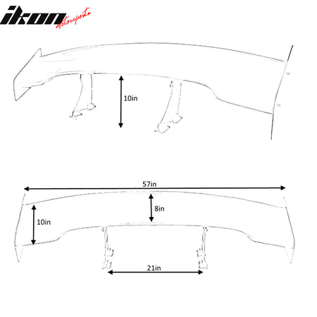 Universal 57" JDM Racing GT RS Carbon Fiber Rear Trunk Spoiler Wing W/Bracket CF