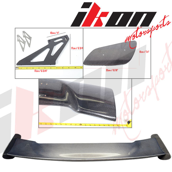 Universal 57" JDM Racing GT RS Carbon Fiber Rear Trunk Spoiler Wing W/Bracket CF
