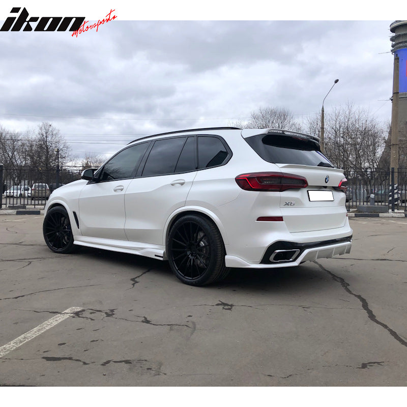 IKON MOTORSPORTS, Trunk Spoiler Compatible With 2019-2021 BMW G05 X5, HM Style Rear Roof Trunk Boot Lip Wing Deck Lid Body Kits ABS Plastic